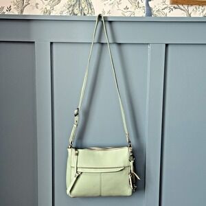 The Sak Alameda Crossbody Bag Mint Green Leather‎ Adjustable Strap Boho Tassel